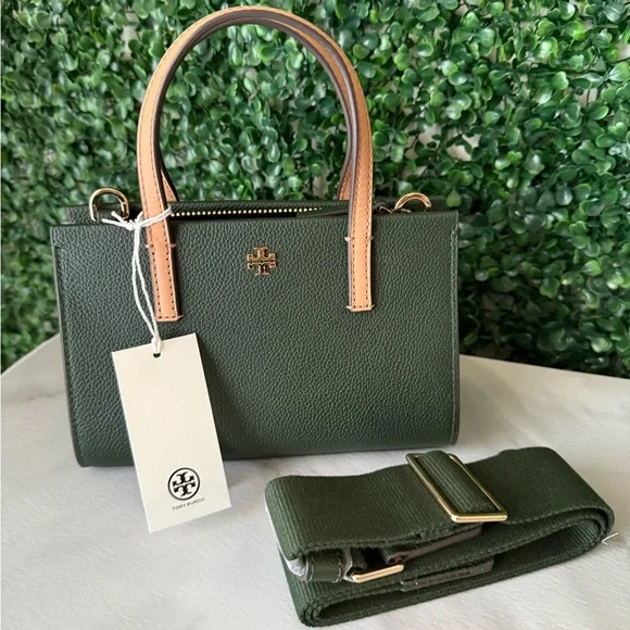 Tory Burch Blake Mini Leather Tote in Basil Handbag NWT - Picture 2 of 9